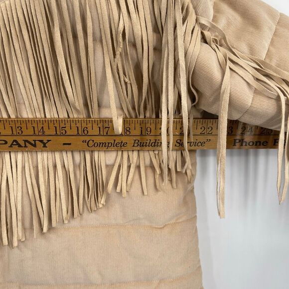 Idyllwind Beige Long Sleeve Knox Corduroy Fringe Puffer Jacket Size XL - Picture 8 of 9